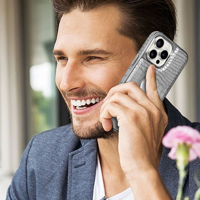 Crocodile Leather Magnetic All-Inclusive Holder Phone Case For iPhone