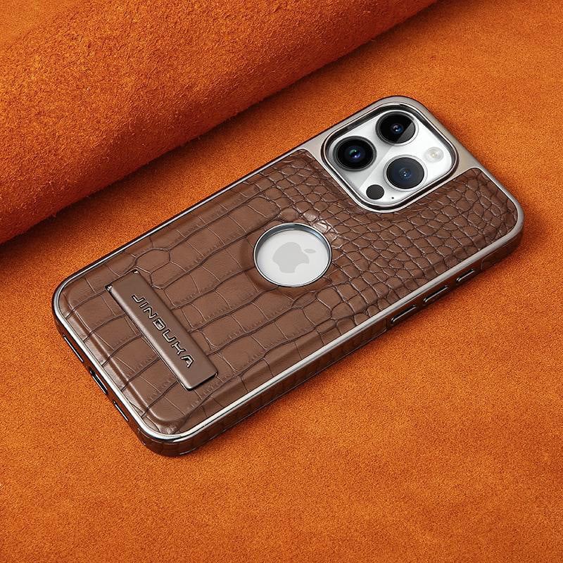 Crocodile Leather Magnetic All-Inclusive Holder Phone Case For iPhone