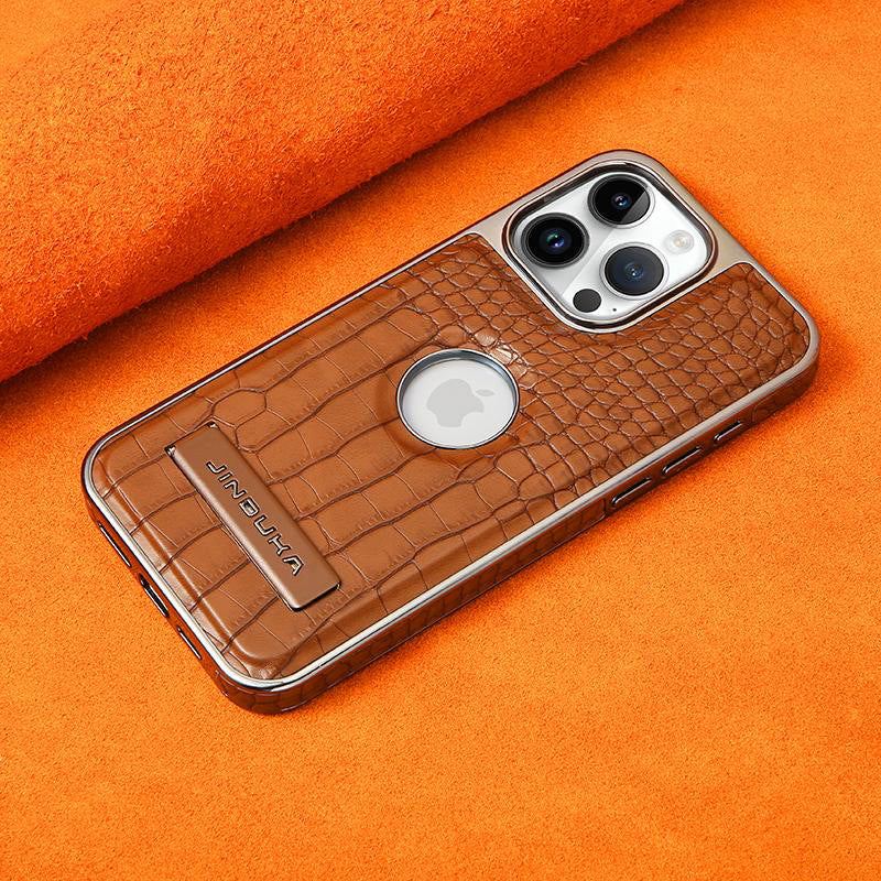 Crocodile Leather Magnetic All-Inclusive Holder Phone Case For iPhone
