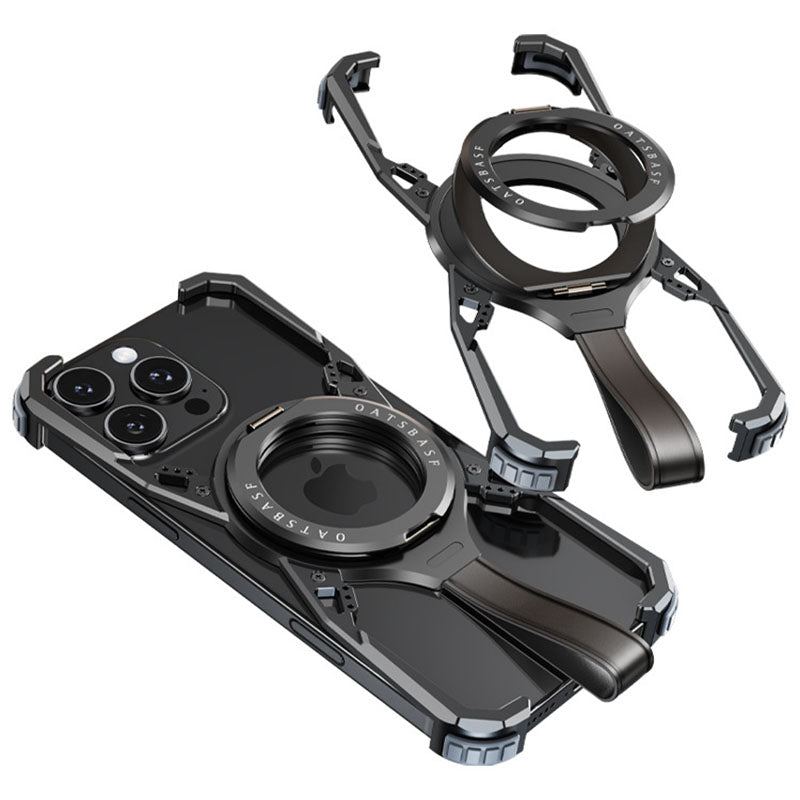 Dual-Layer Foldable Metal Stand with Lanyard Phone Case