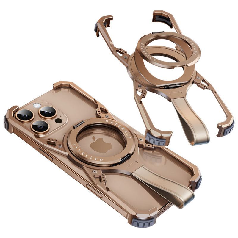 Dual-Layer Foldable Metal Stand with Lanyard Phone Case