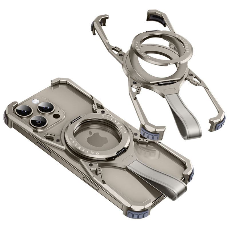 Dual-Layer Foldable Metal Stand with Lanyard Phone Case