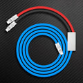 Blue 2-in-1 USB-C charging cable with silver block