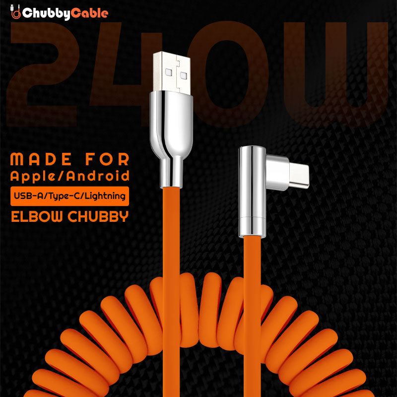 "Elbow Chubby" 240W Spring Cable With Mirrored Connector