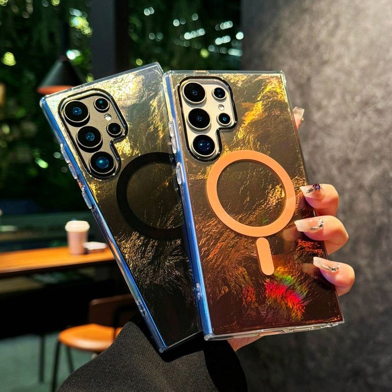 Glacier Pattern Glitter Magnetic Case for Samsung Phones