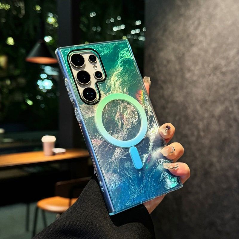 Glacier Pattern Glitter Magnetic Case for Samsung Phones