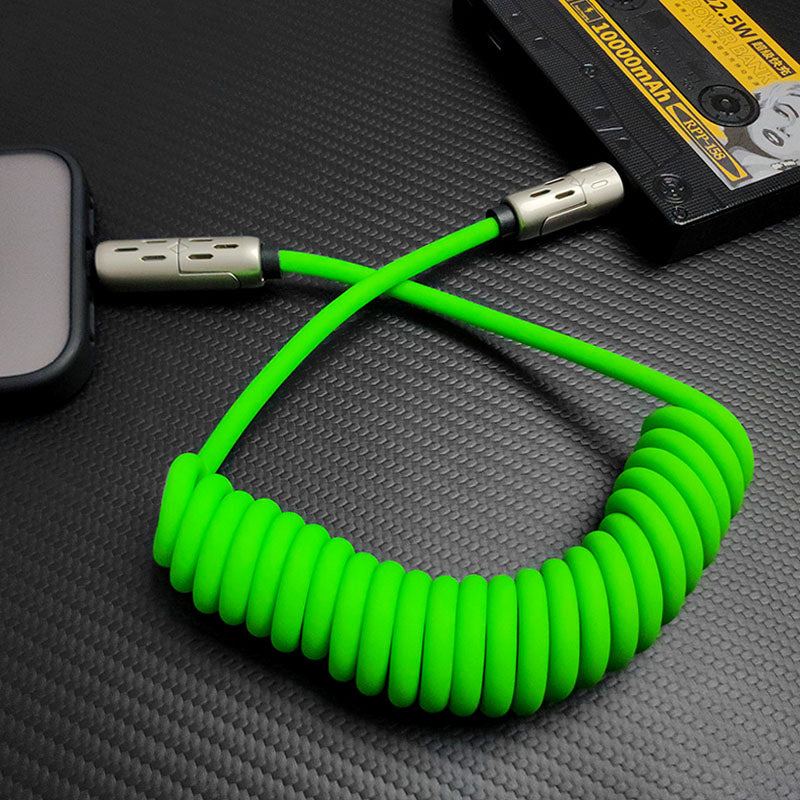 🆕"GlowCharge Pro" 240W 4-in-1 Spring Car Cable with Lights