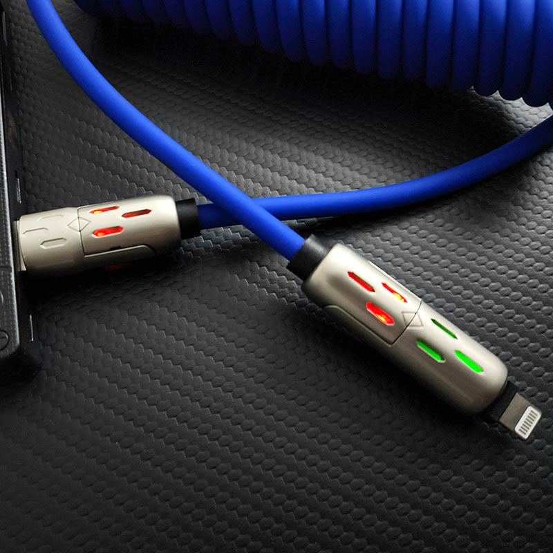 🆕"GlowCharge Pro" 240W 4-in-1 Spring Car Cable with Lights