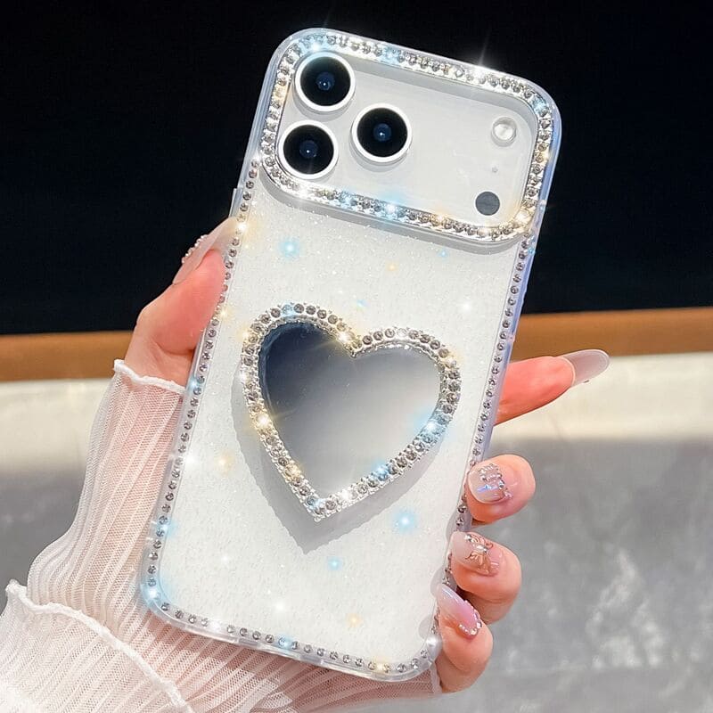 Heart-Shaped Diamond Kickstand Case For iPhone 17