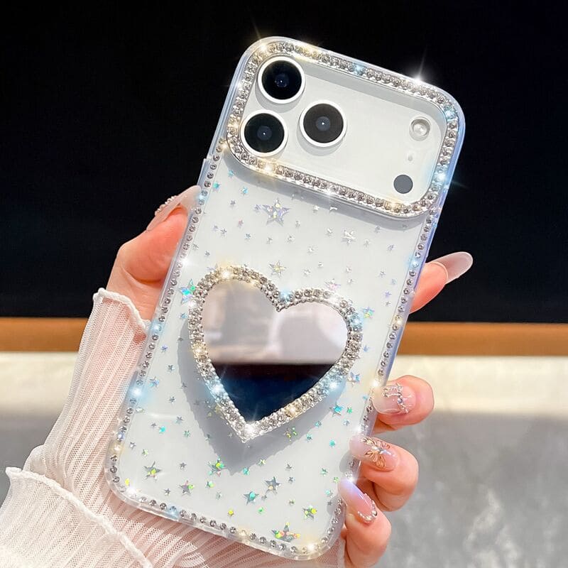 Heart-Shaped Diamond Kickstand Case For iPhone 17