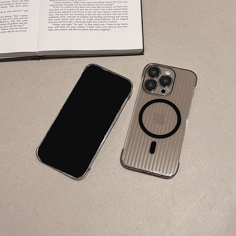 High-Transmittance Magnetic Corrugated Grating Pattern Protective Hard Case For iPhone