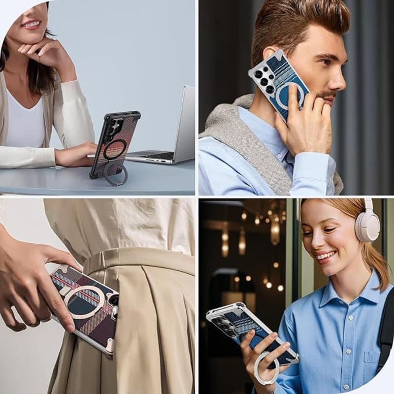 Kevlar Magnetic Case with Kickstand – S25 Ultra / 16 Pro / 16PM