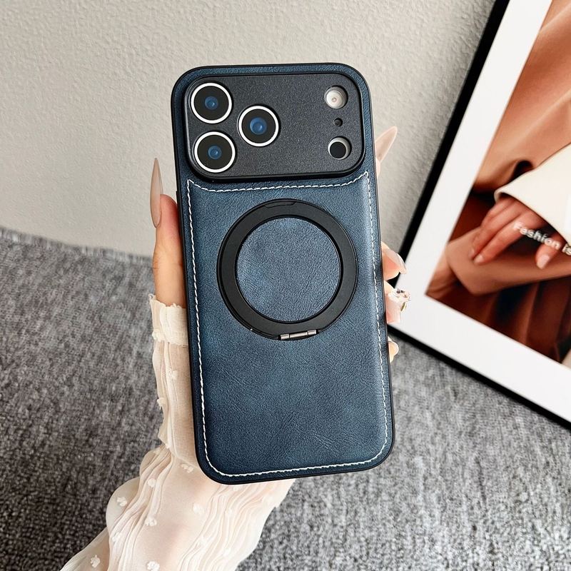 Leather Magnetic Rotating Stand Case For iPhone 17
