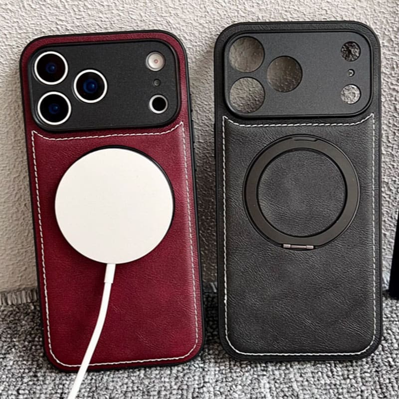 Leather Magnetic Rotating Stand Case For iPhone 17