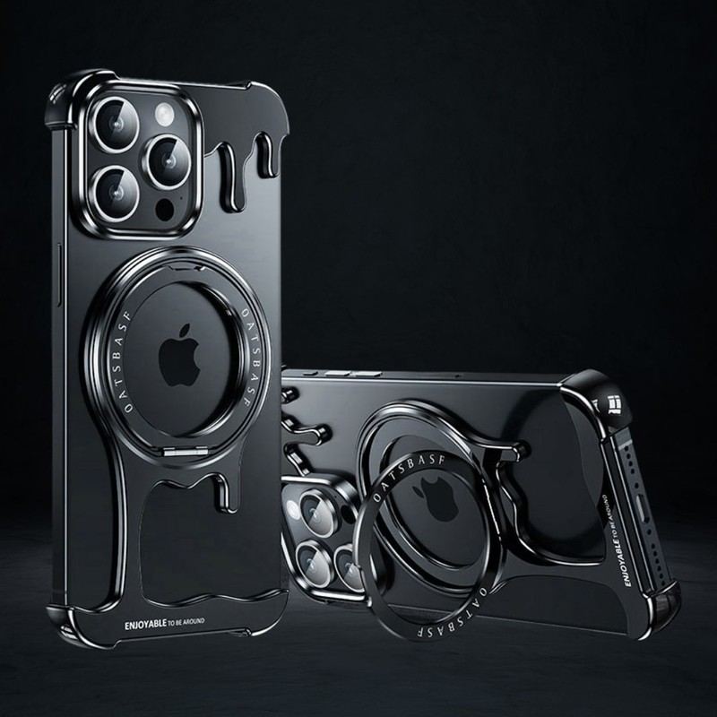 Liquid Metal Phone Case With Rotating Stand For iPhone