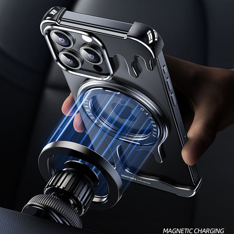 Liquid Metal Phone Case With Rotating Stand For iPhone