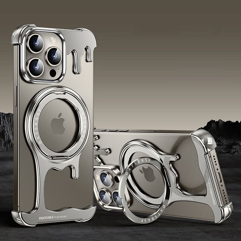 Liquid Metal Phone Case With Rotating Stand For iPhone