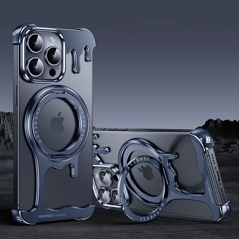 Liquid Metal Phone Case With Rotating Stand For iPhone