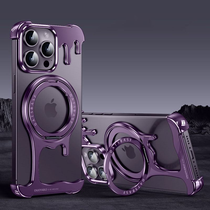 Liquid Metal Phone Case With Rotating Stand For iPhone