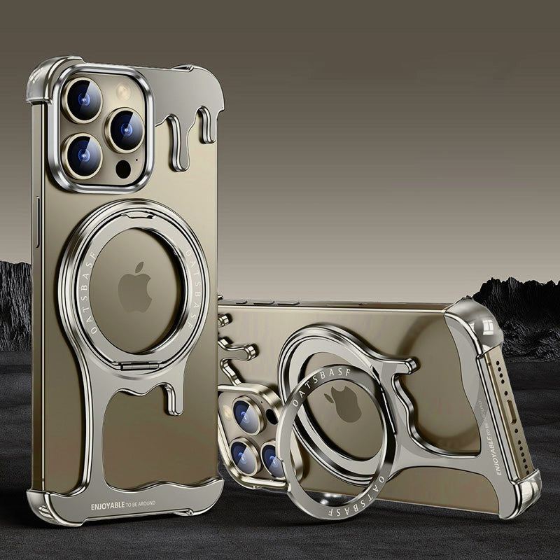 Liquid Metal Phone Case With Rotating Stand For iPhone