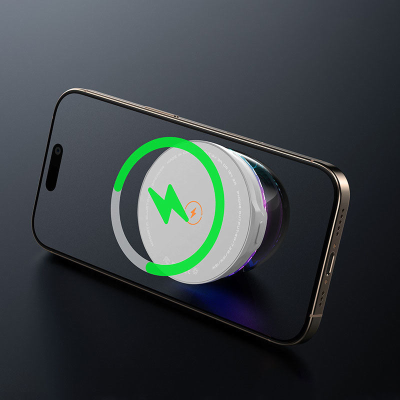 "MagMini" 15W Magnetic Wireless Charging Stand with Bluetooth Speaker & RGB Light