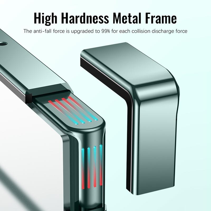 MagSafe Metal Frame Phone Case with Matte PC Back, Safety Lock, and Glass Camera Lens Protector