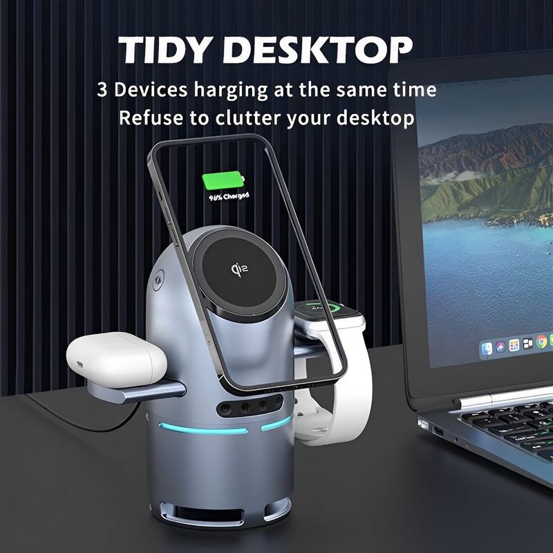 ‌"MagSphere‌" Magnetic 3-in-1 Wireless Charging With Bluetooth Speaker