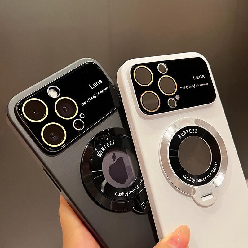 Magnetic Bracket Lens Protection Phone Case For iPhone