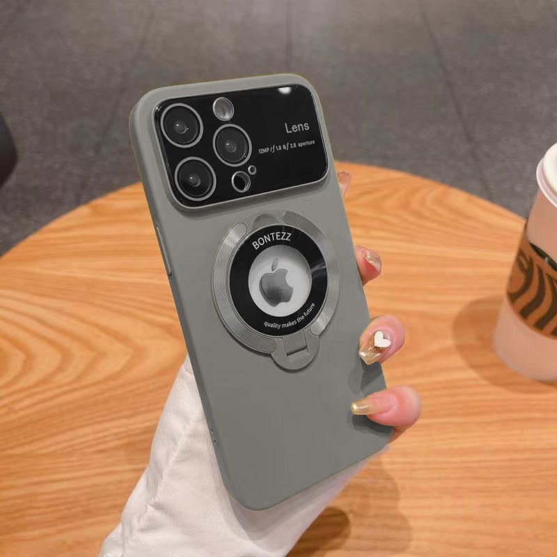 Magnetic Bracket Lens Protection Phone Case For iPhone