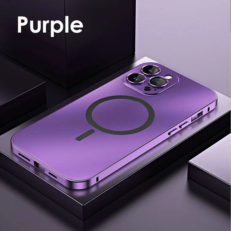 Magnetic Charging Aluminum Metal Bumper Matte Shell For iPhone