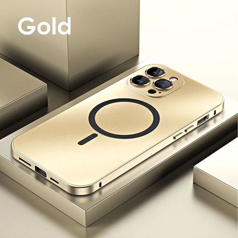 Magnetic Charging Aluminum Metal Bumper Matte Shell For iPhone