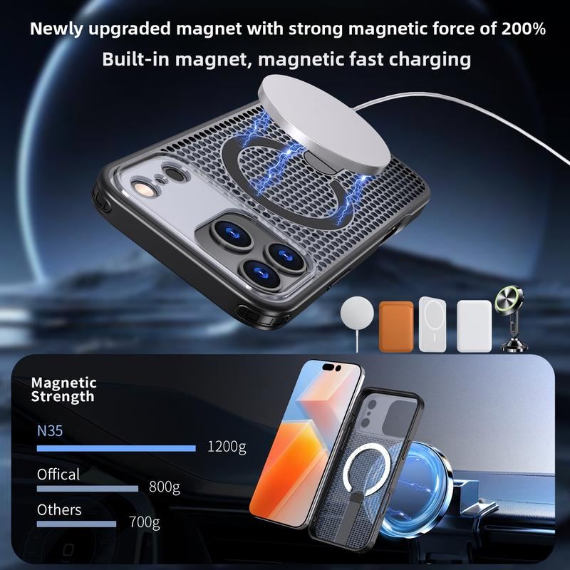 Magnetic Cooling Case For iPhone 17 - Honeycomb Design & Invisible Kickstand