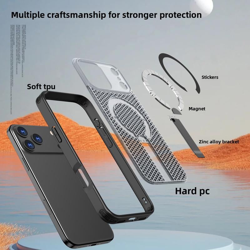 Magnetic Cooling Case For iPhone 17 - Honeycomb Design & Invisible Kickstand
