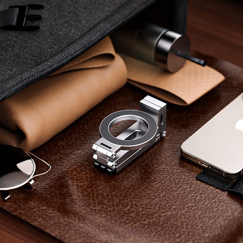 Magnetic Foldable Alloy Desktop Phone Stand – Foldable, 360° Rotatable & Travel-Friendly