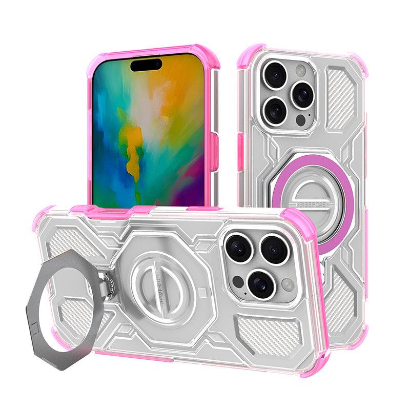 Magnetic Kickstand Clear Airbag Shockproof Case For iPhone 17