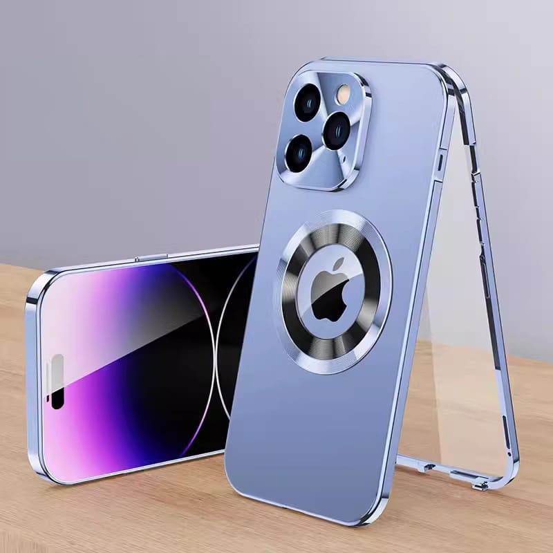Magnetic Metal Frame Case for iPhone - Double-Sided, Shockproof, Screen Protector, Anti-Drop