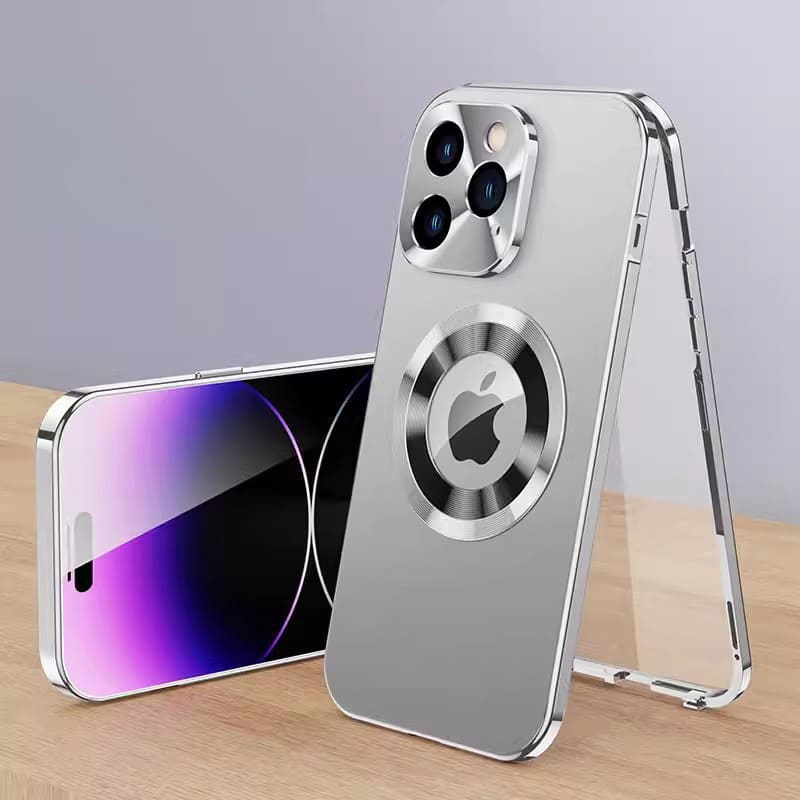 Magnetic Metal Frame Case for iPhone - Double-Sided, Shockproof, Screen Protector, Anti-Drop