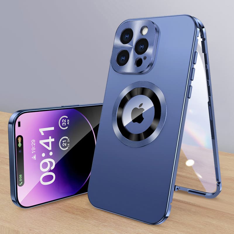 Magnetic Metal Frame Case for iPhone - Double-Sided, Shockproof, Screen Protector, Anti-Drop