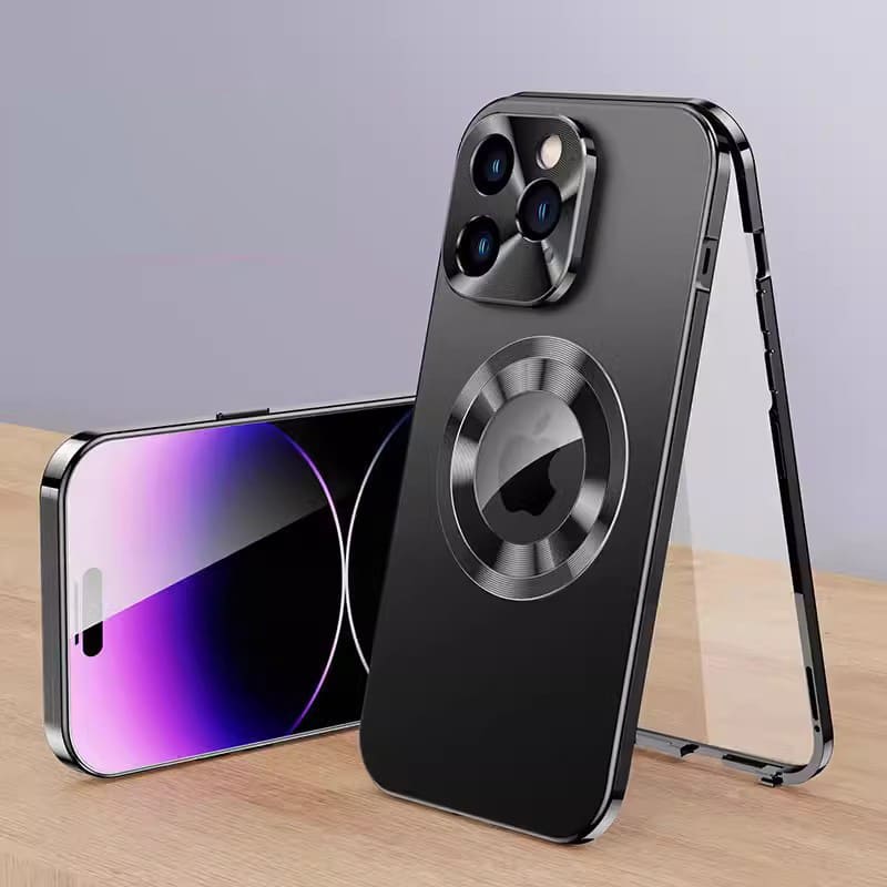 Magnetic Metal Frame Case for iPhone - Double-Sided, Shockproof, Screen Protector, Anti-Drop