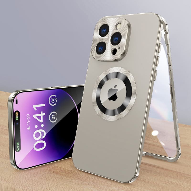Magnetic Metal Frame Case for iPhone - Double-Sided, Shockproof, Screen Protector, Anti-Drop