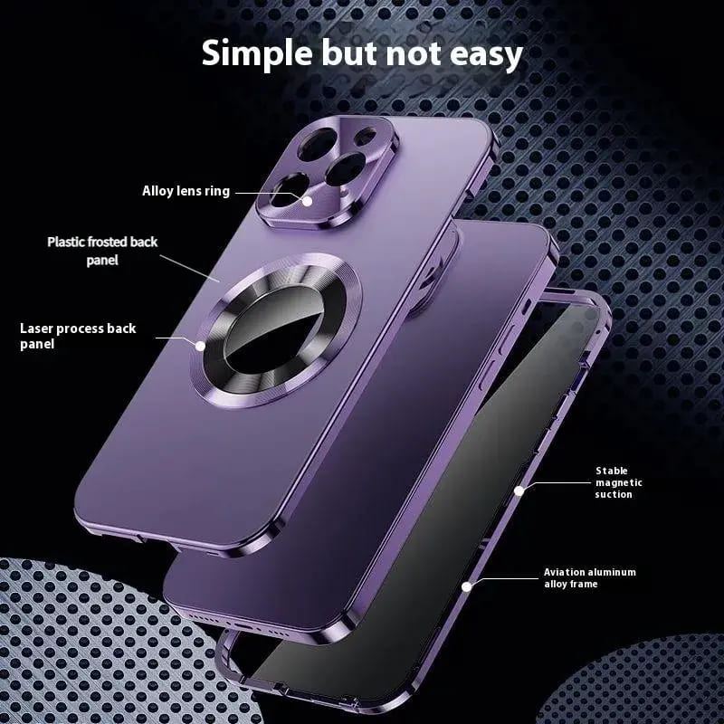Magnetic Privacy Metal Frame Case for iPhone – Double-Sided, Anti-Spy Screen, Shockproof, Full Protection