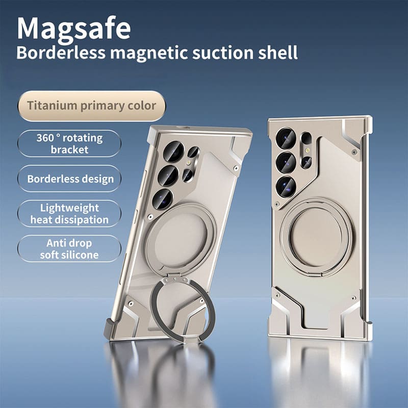 Magnetic Rotating Bracket Transparent Back Metal Phone Case For Samsung