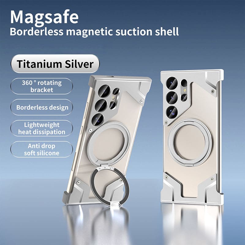 Magnetic Rotating Bracket Transparent Back Metal Phone Case For Samsung