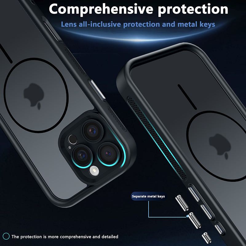 Magnetic Transparent Cooling Case With Electroplated Buttons For iPhone 17