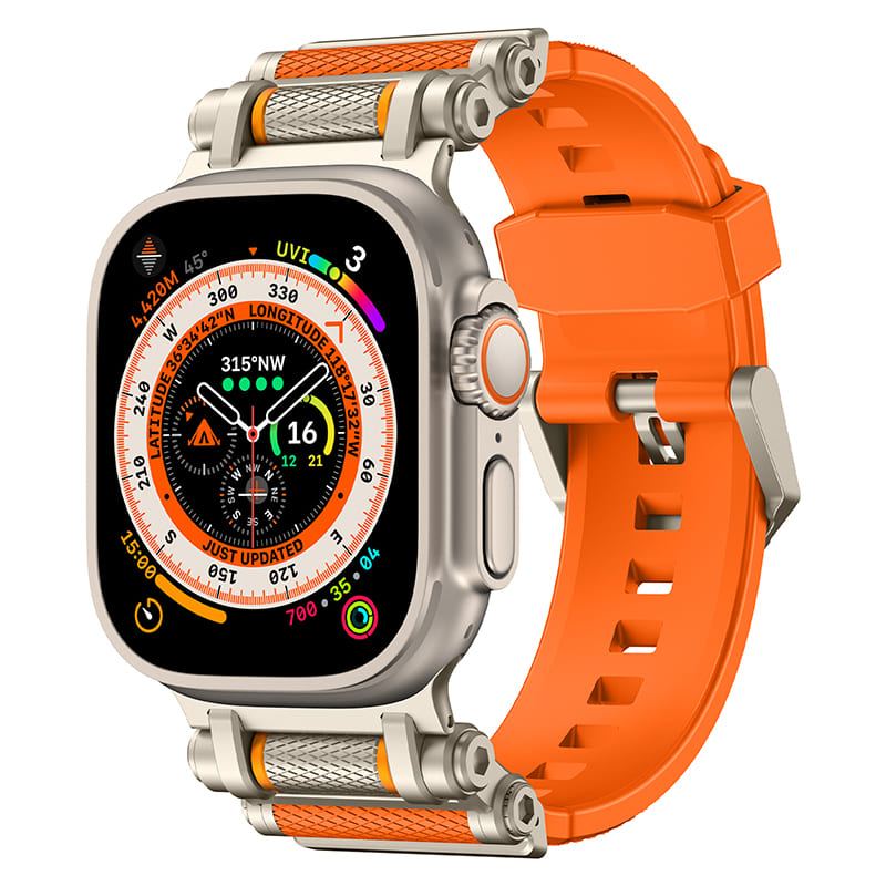 "Mechanical wheel" Silicone Strap With Titanium Connector For Apple Watch
