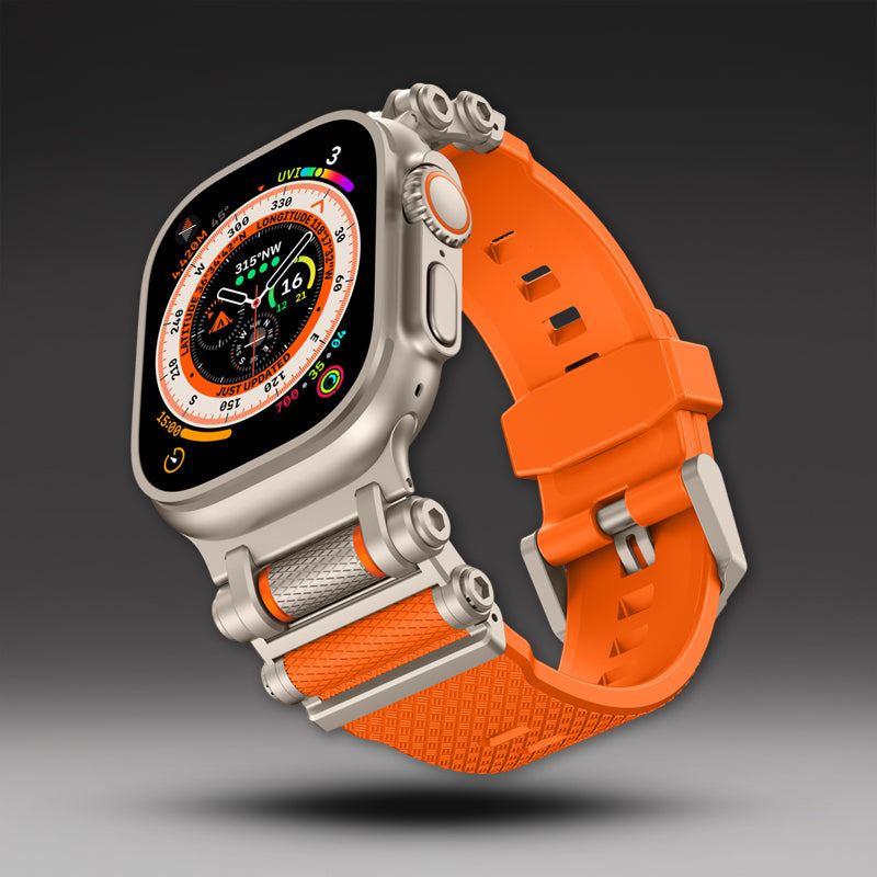 "Mechanical wheel" Silicone Strap With Titanium Connector For Apple Watch