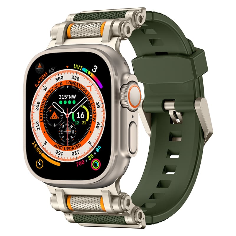 "Mechanical wheel" Silicone Strap With Titanium Connector For Apple Watch