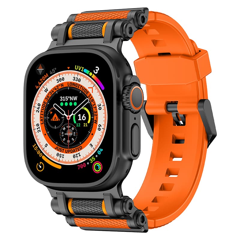 "Mechanical wheel" Silicone Strap With Titanium Connector For Apple Watch