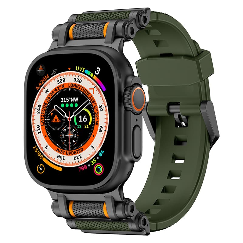 "Mechanical wheel" Silicone Strap With Titanium Connector For Apple Watch