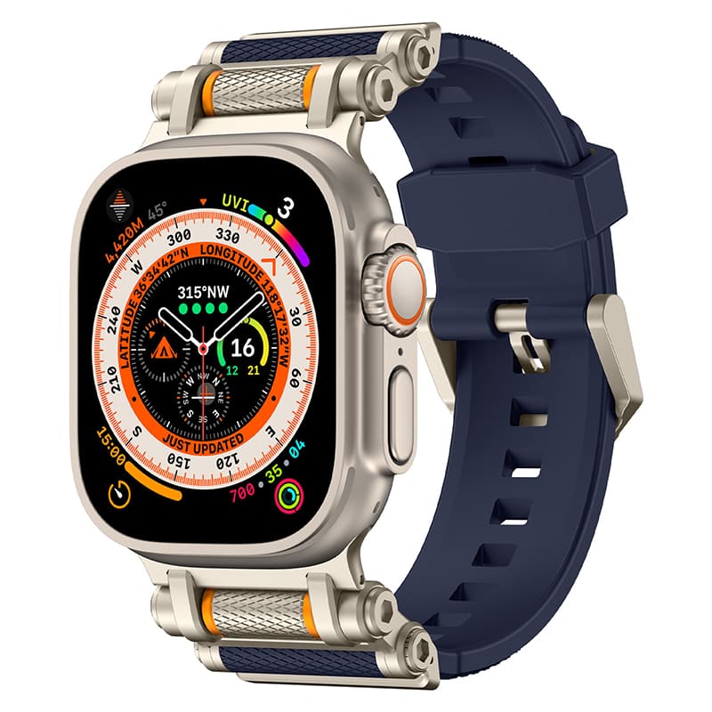 "Mechanical wheel" Silicone Strap With Titanium Connector For Apple Watch